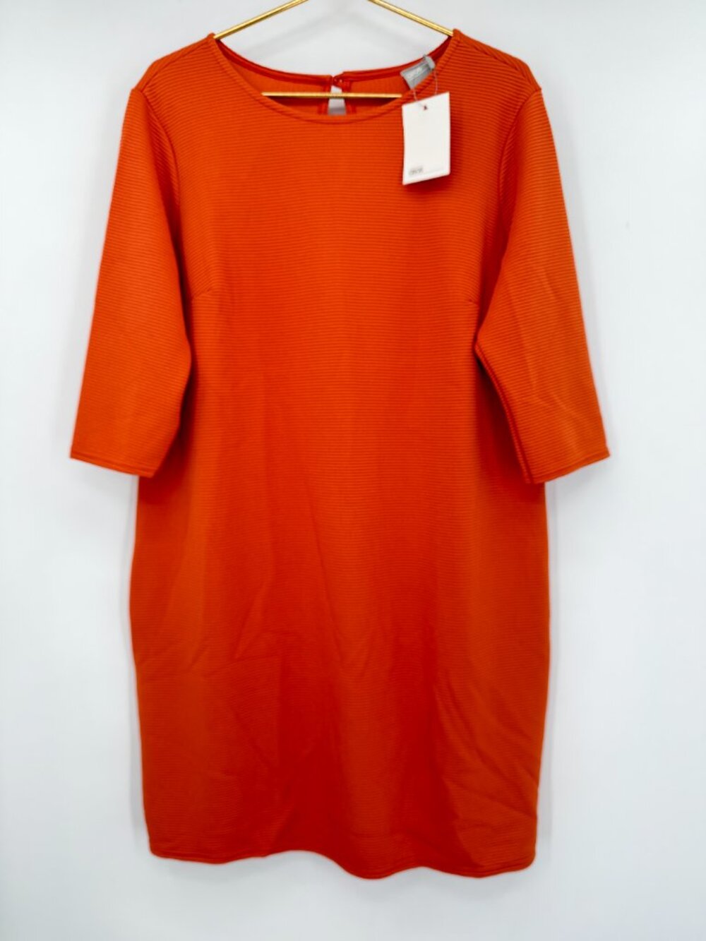 NWT ASOS Plus Orange Ribbed Shift Dress 3/4 Sleeve Minimalist Size US 14